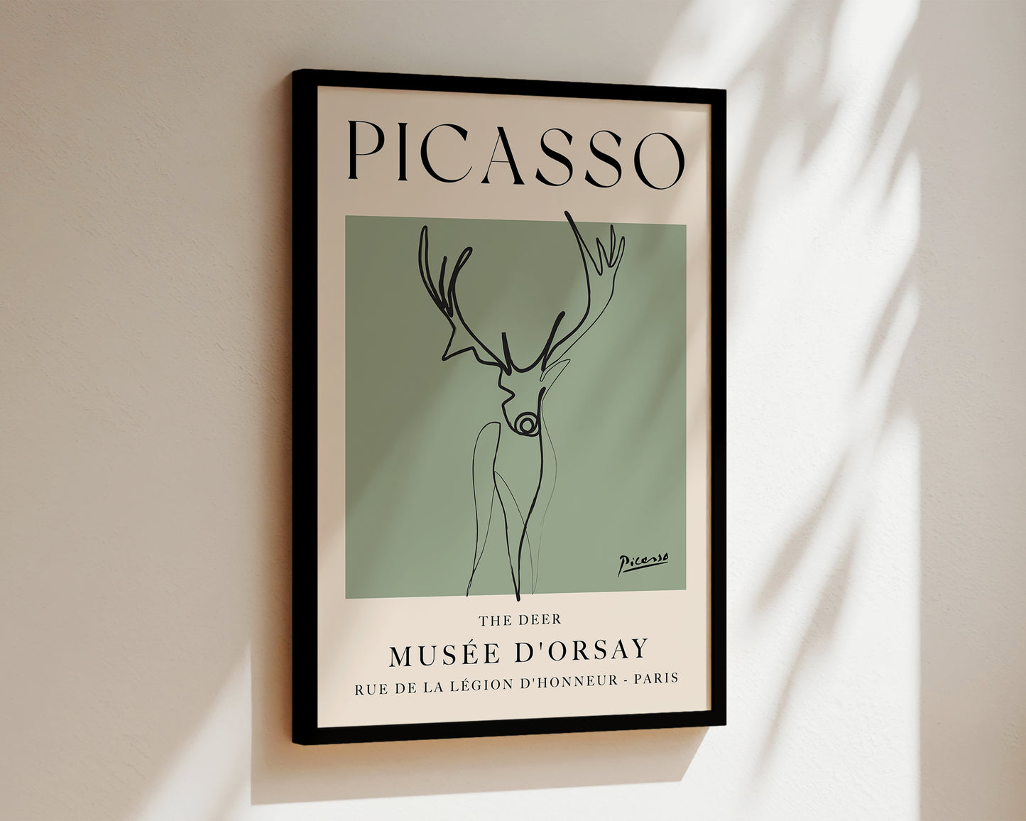 Picasso The Deer Art Wall Art Print In Green