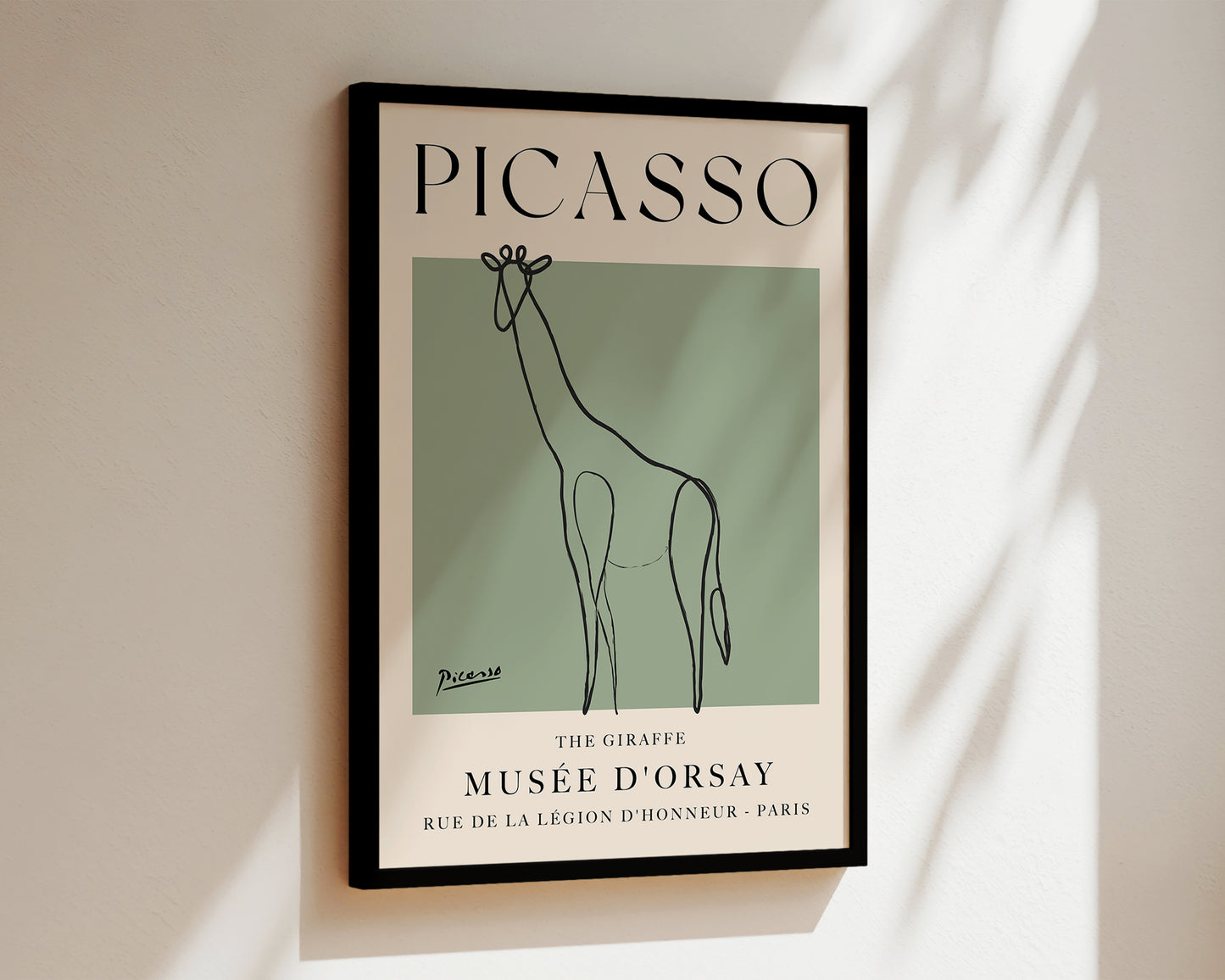 Picasso The Giraffe Art Wall Art Print In Green