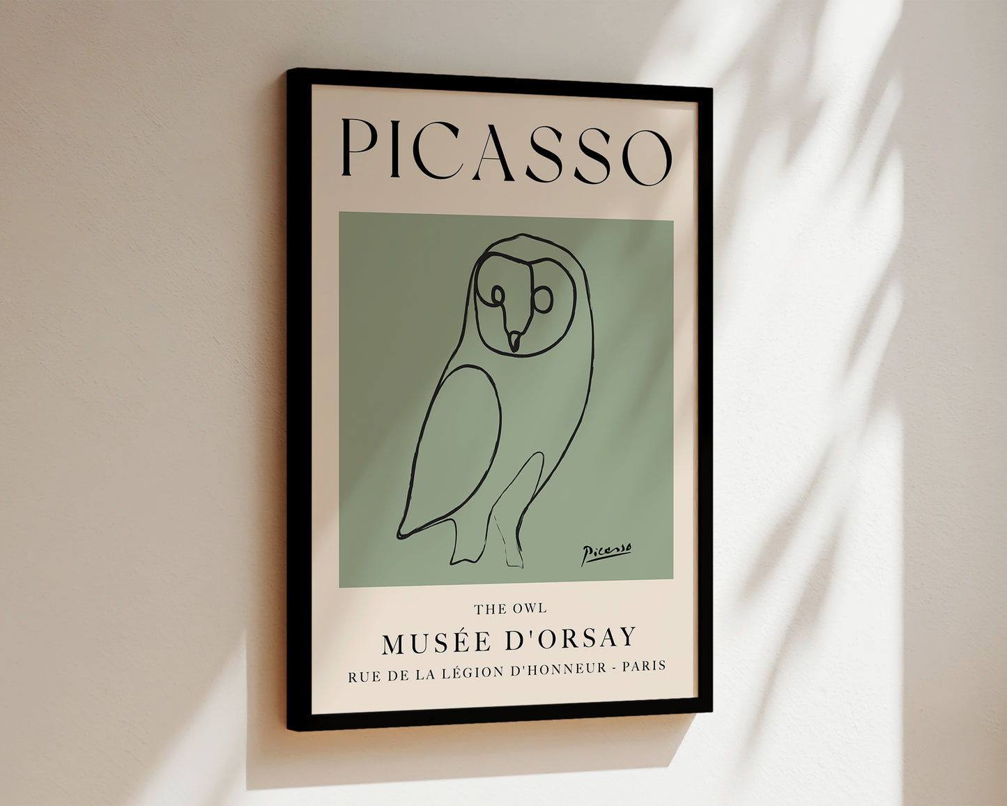 Picasso The Owl Art Wall Art Print In Green
