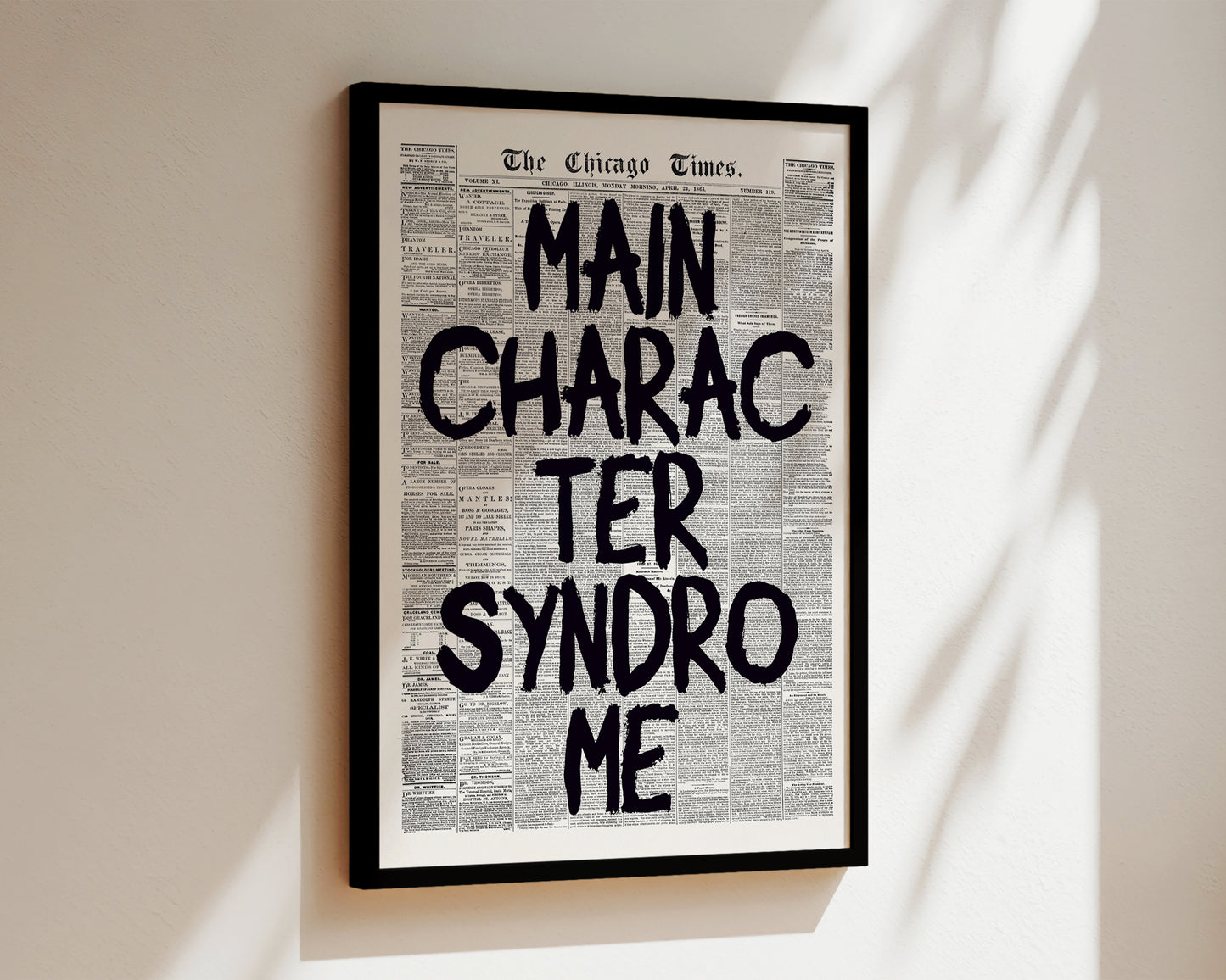 Main Character Syndrome Newspaper Wall Art Print