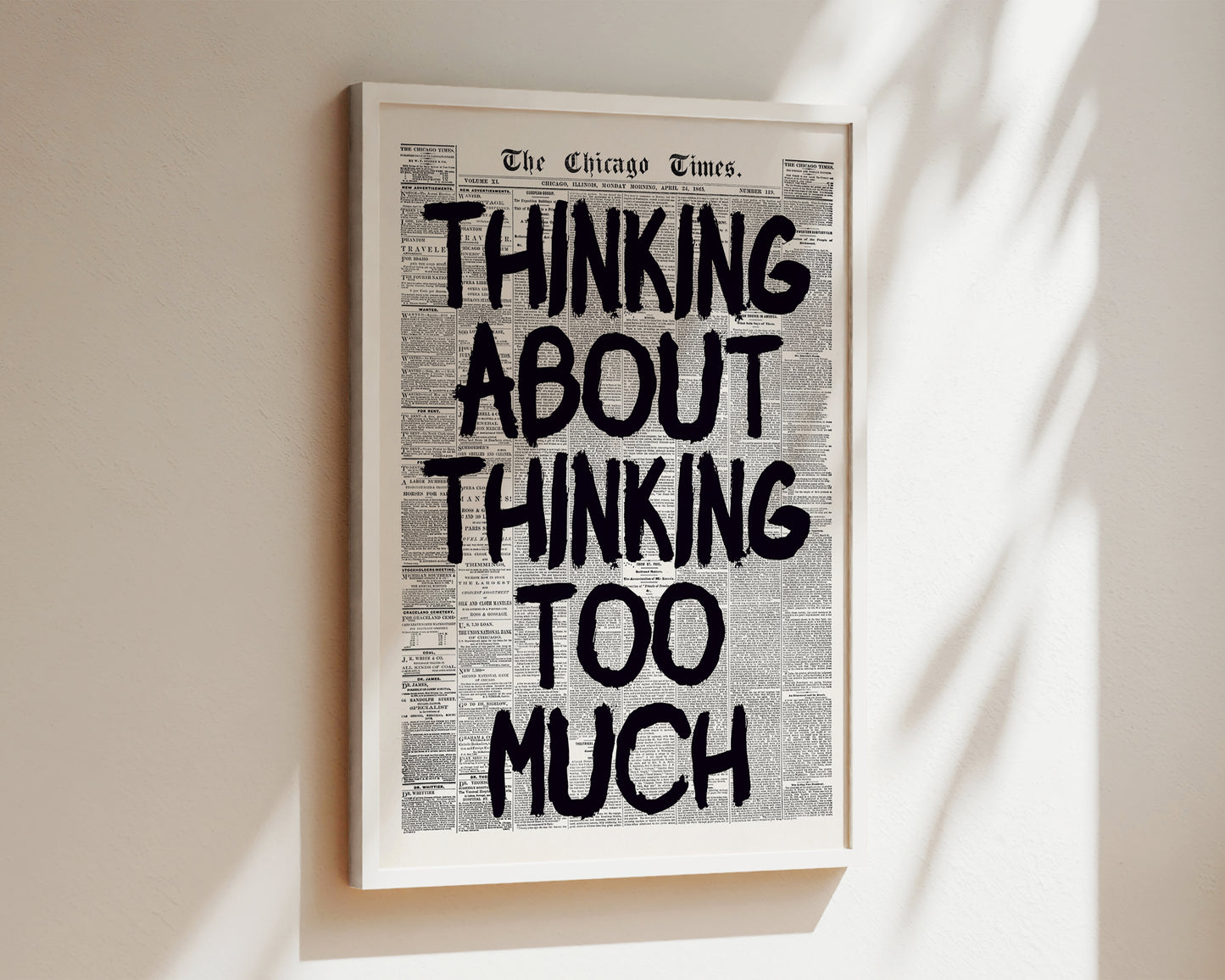 Thinking About Thinking Newspaper Wall Art Print