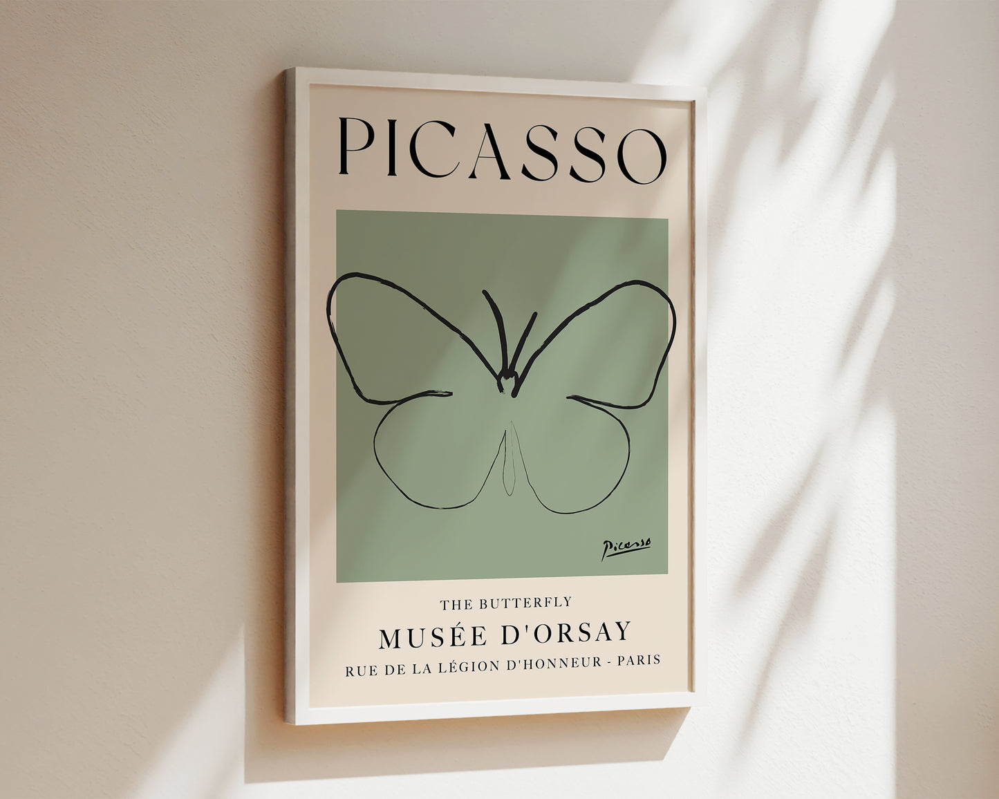 Picasso The Butterfly Art Wall Art Print In Green