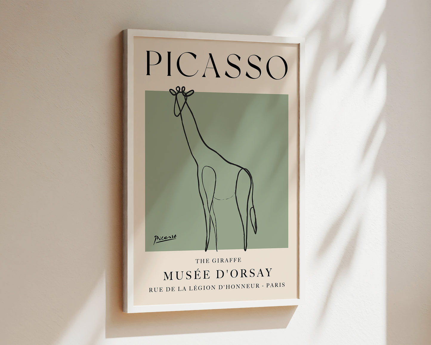 Picasso The Giraffe Art Wall Art Print In Green