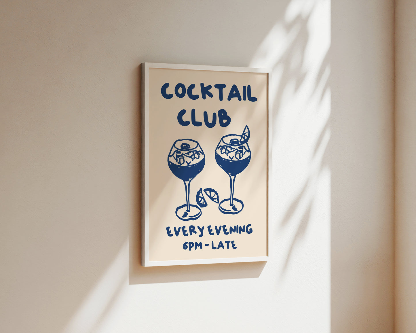 Cocktail Club In Blue Wall Art Print