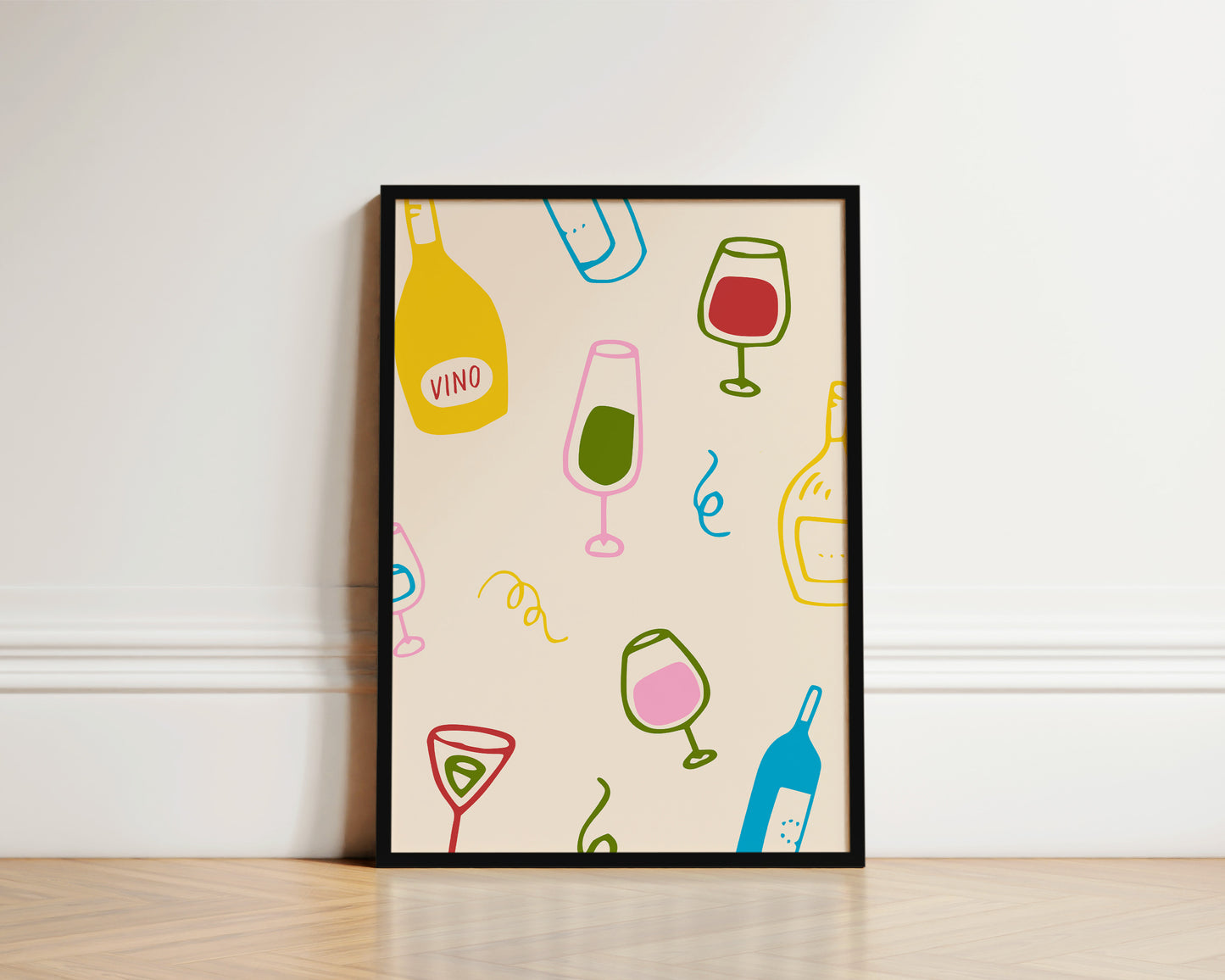 Colourful Wine Glass Wall Art Print