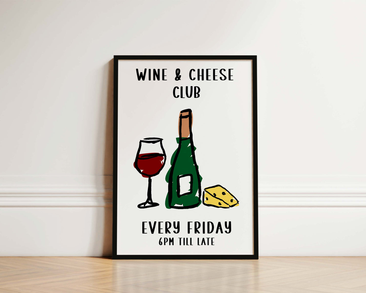 Wine And Cheese Club Wall Art Print