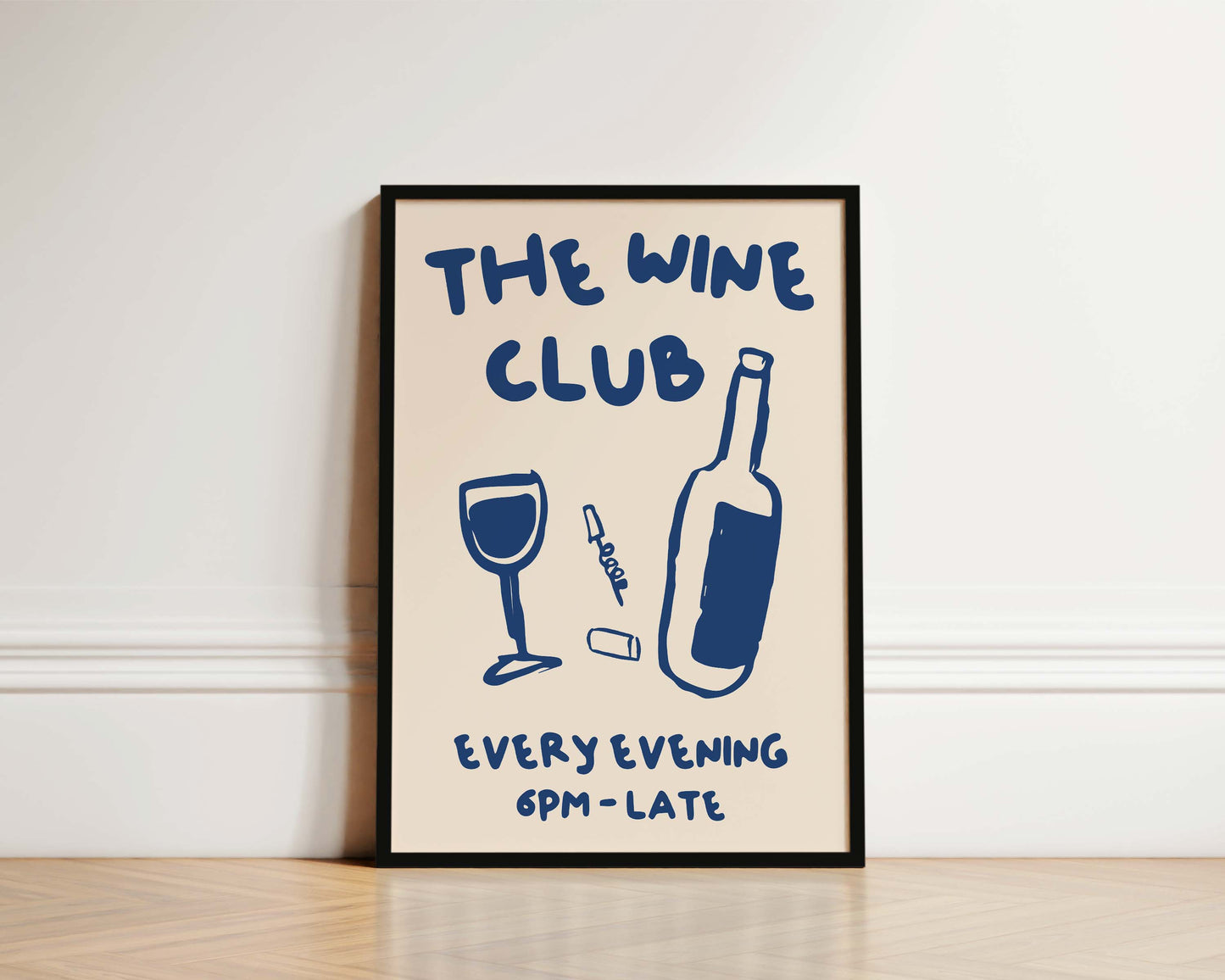 The Wine Club In Blue Wall Art Print