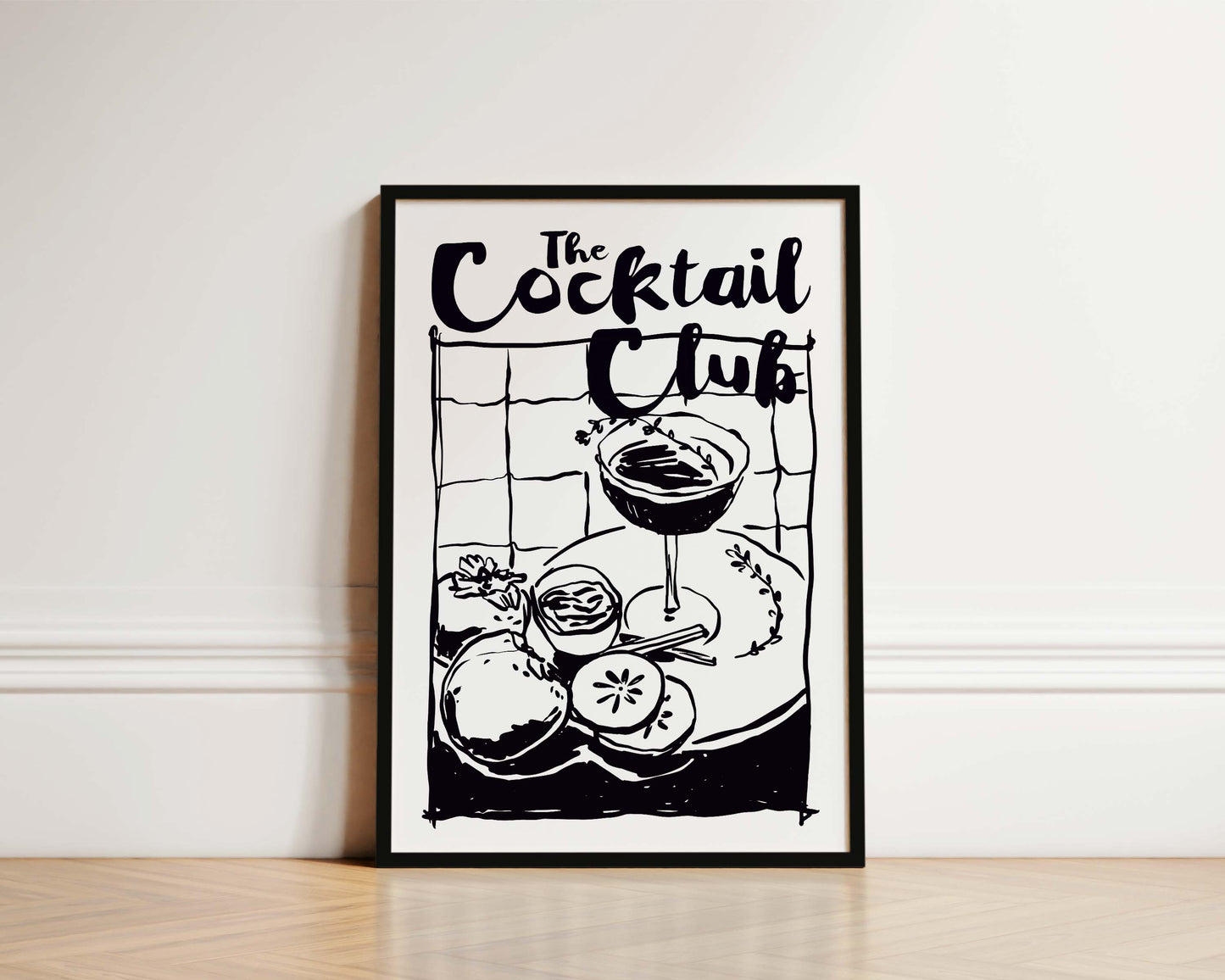 The Cocktail Club In Black Wall Art Print