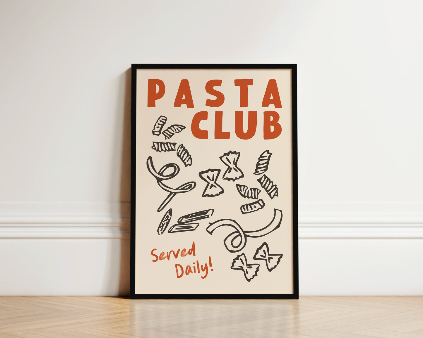 Pasta Club Shapes In Burnt Orange Wall Art Print