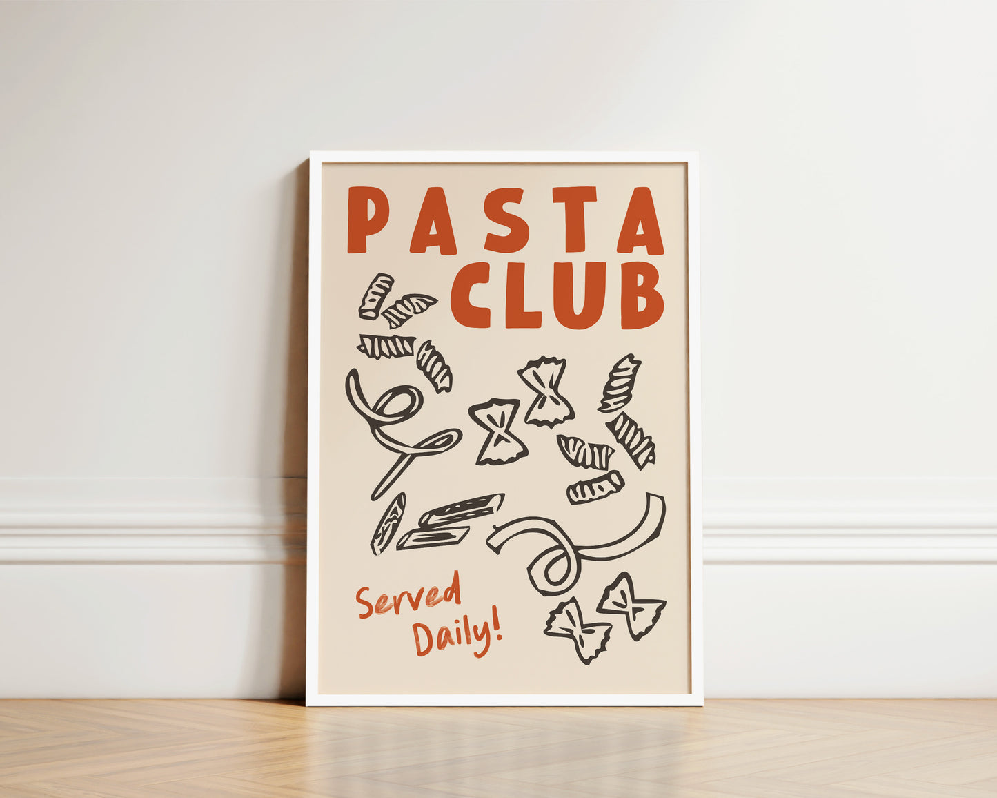 Pasta Club Shapes In Burnt Orange Wall Art Print
