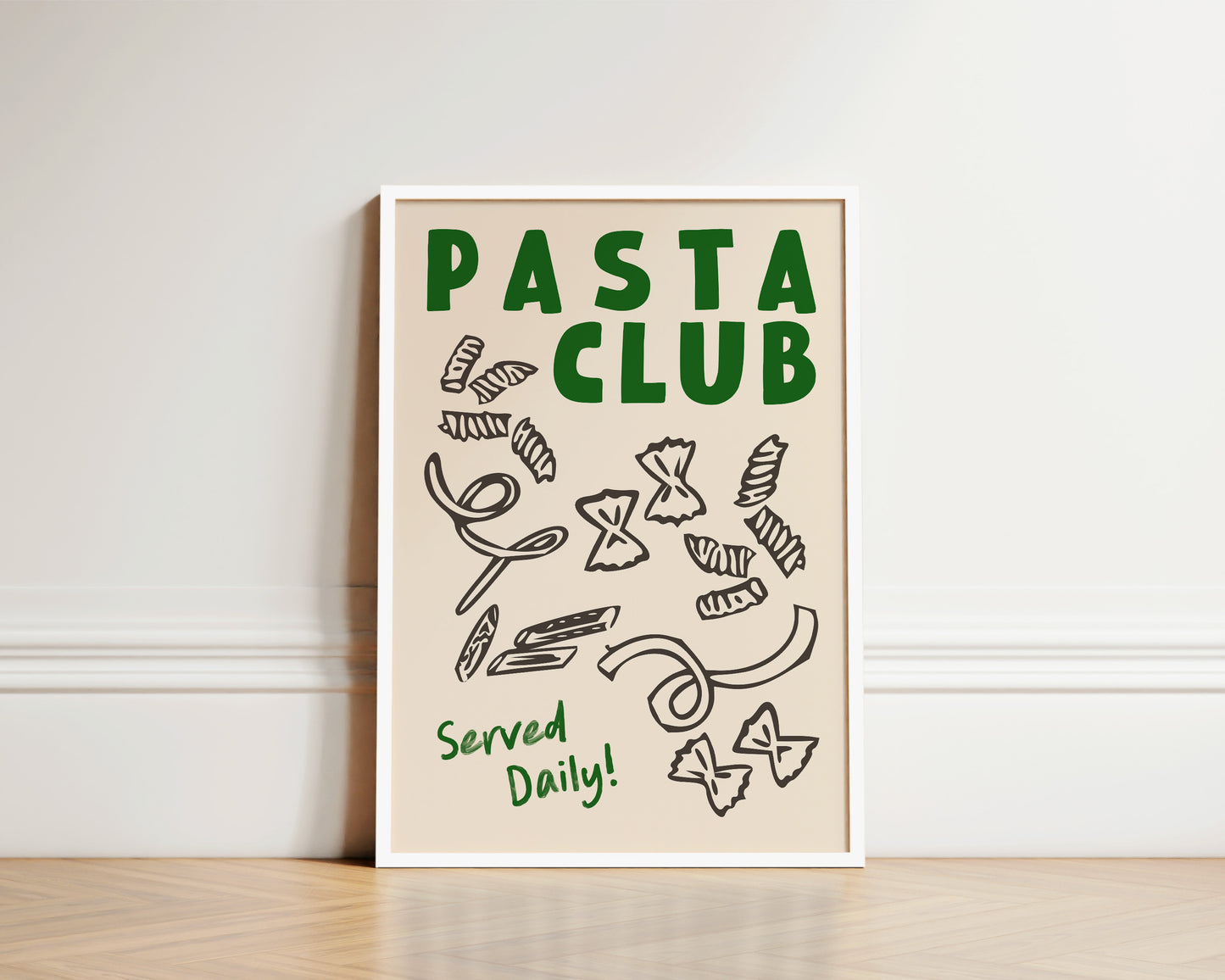 Pasta Club Shapes In Green Wall Art Print