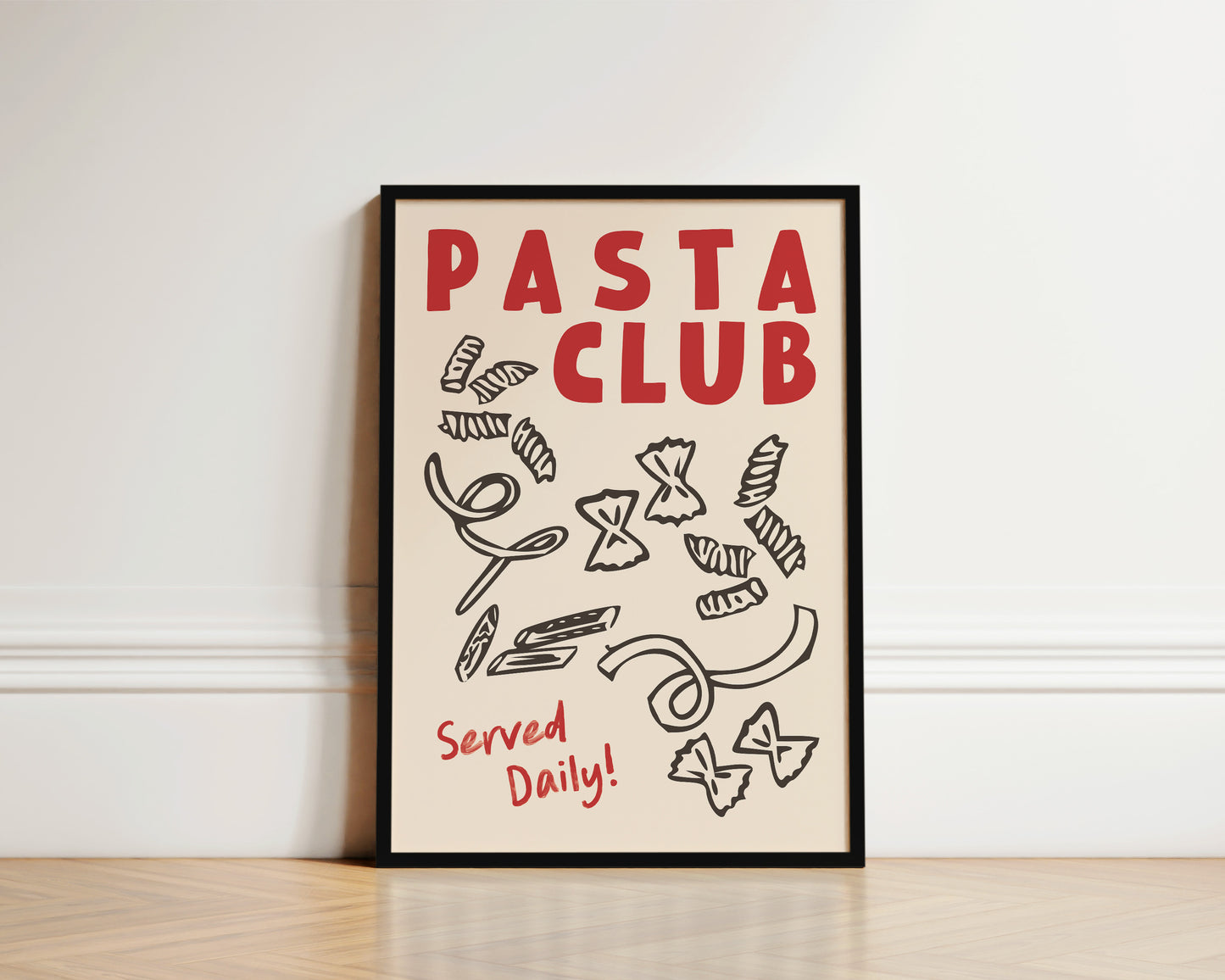 Pasta Club Shapes In Red Wall Art Print