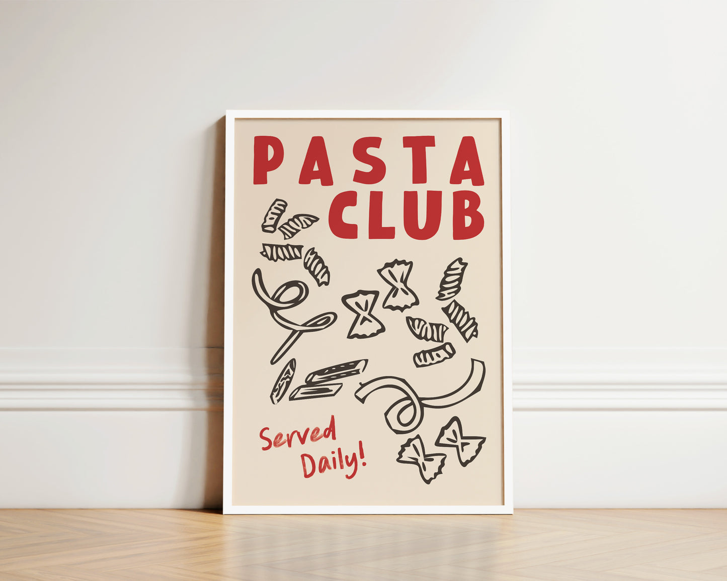 Pasta Club Shapes In Red Wall Art Print