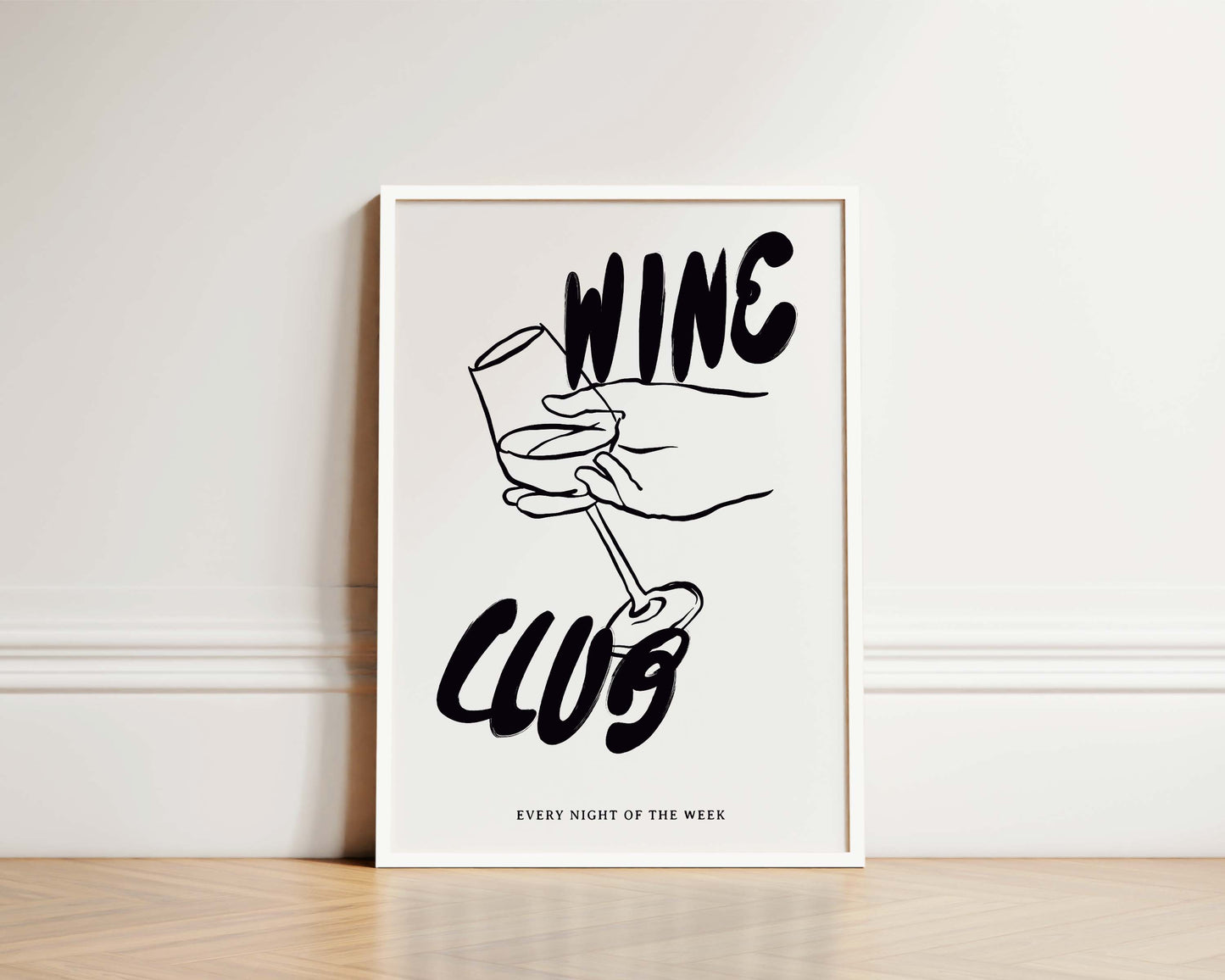 Wine Club In Black Wall Art Print