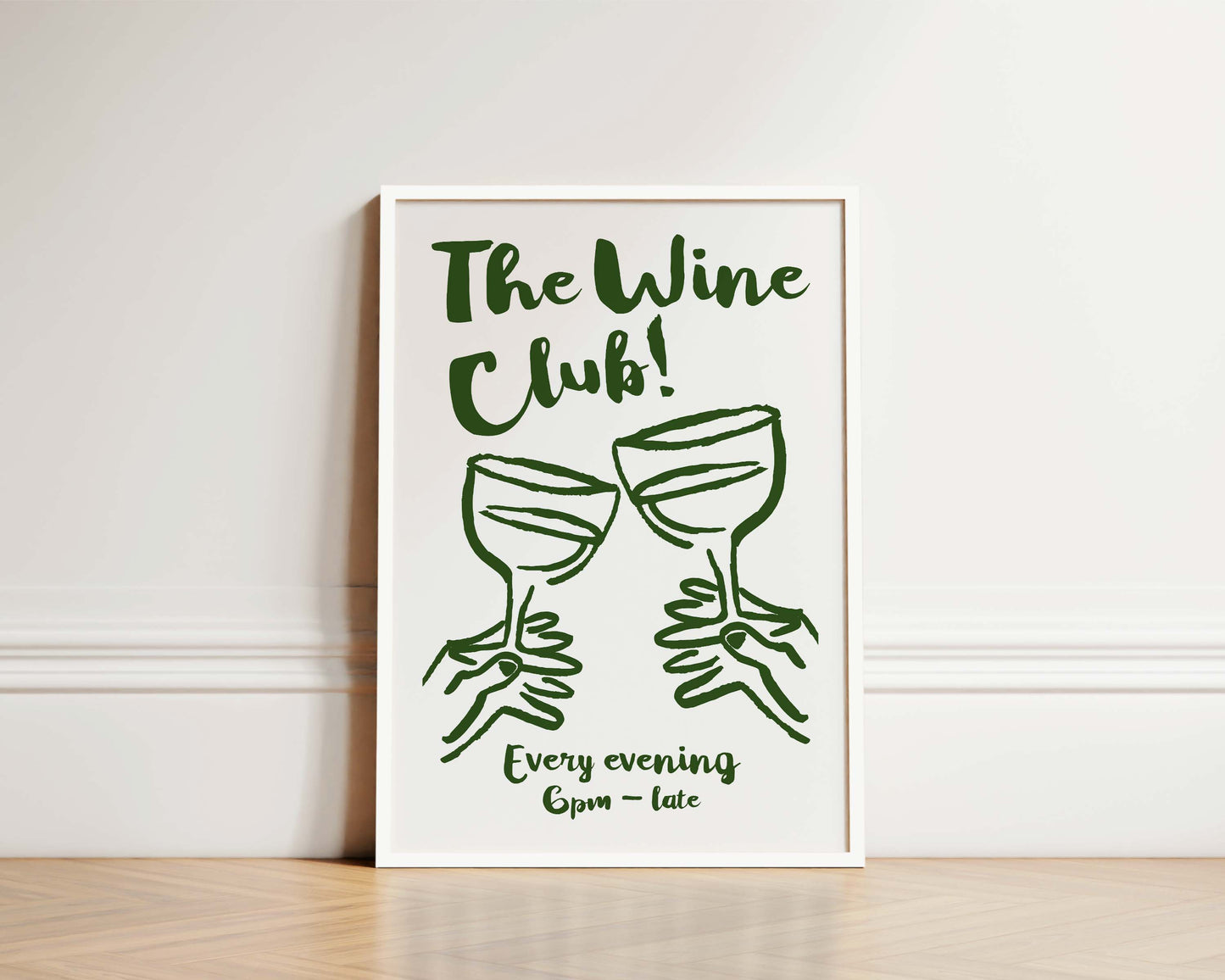 The Wine Club In Green Wall Art Print