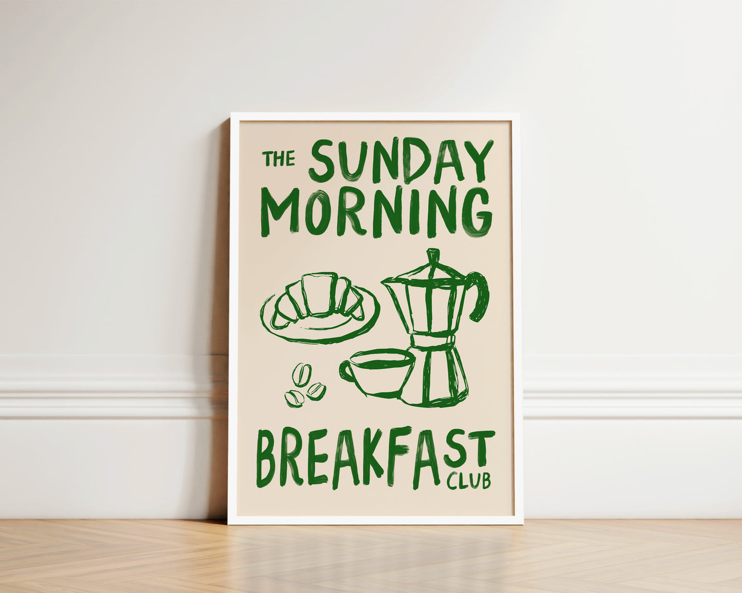 Sunday Morning Breakfast Club In Green Wall Art Print
