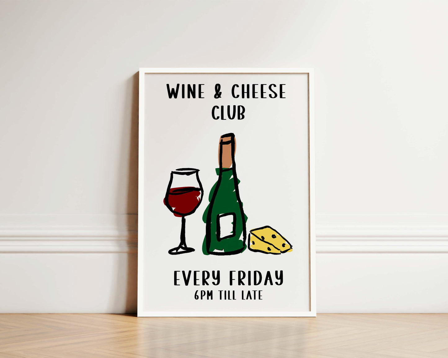 Wine And Cheese Club Wall Art Print