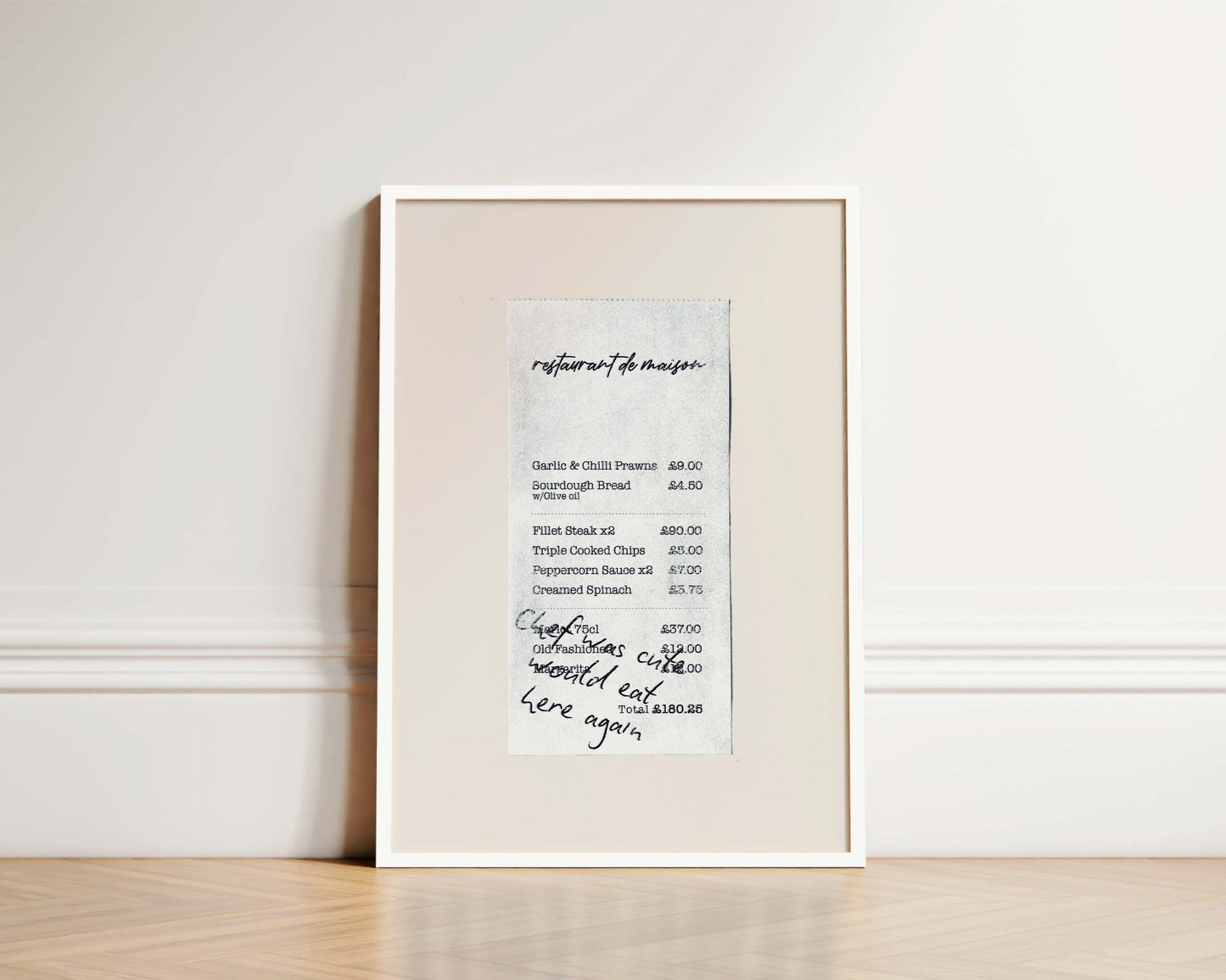 Chef Was Cute Receipt Wall Art Print