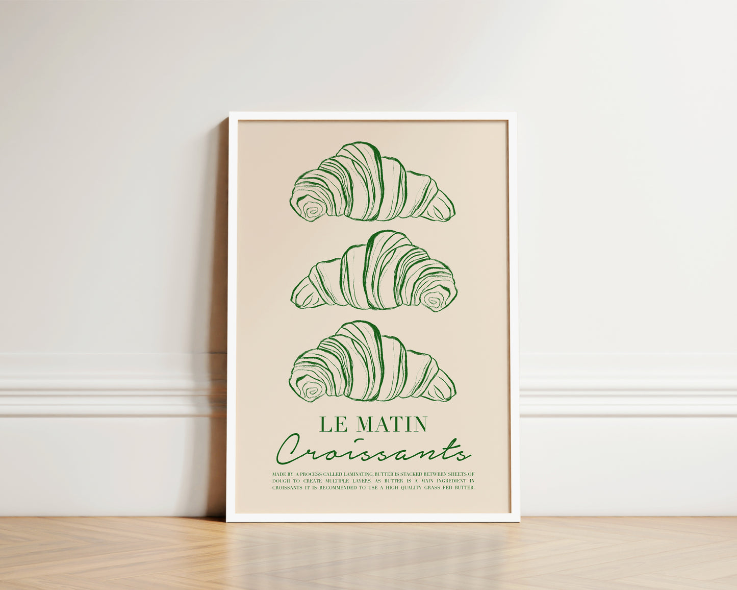 Le Matin Croissant Print In Green