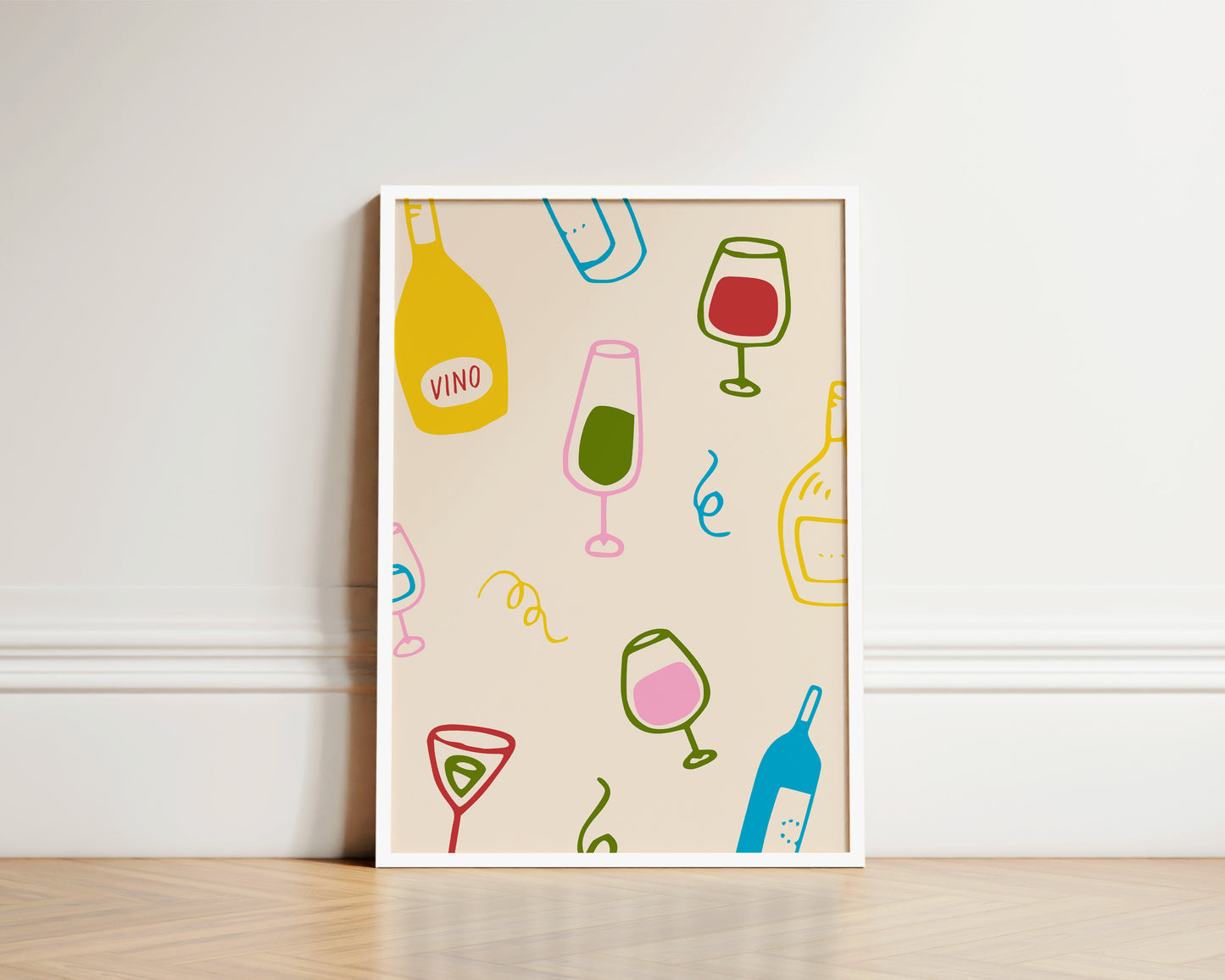 Colourful Wine Glass Wall Art Print