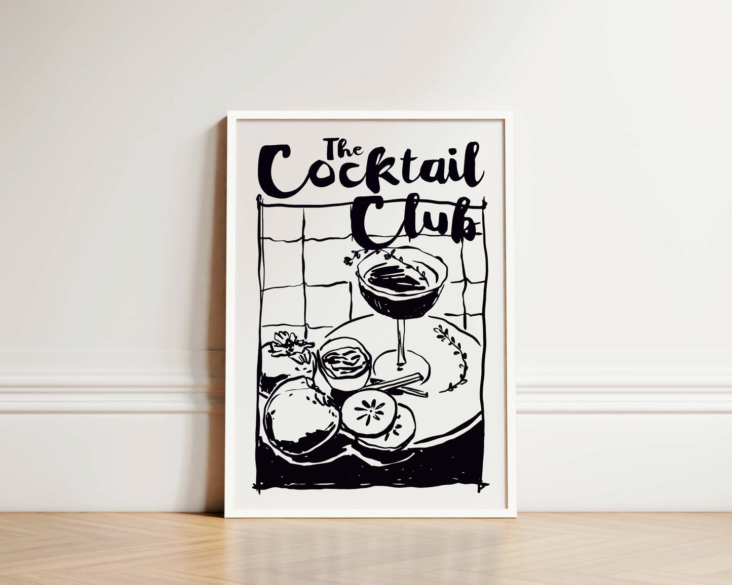 The Cocktail Club In Black Wall Art Print