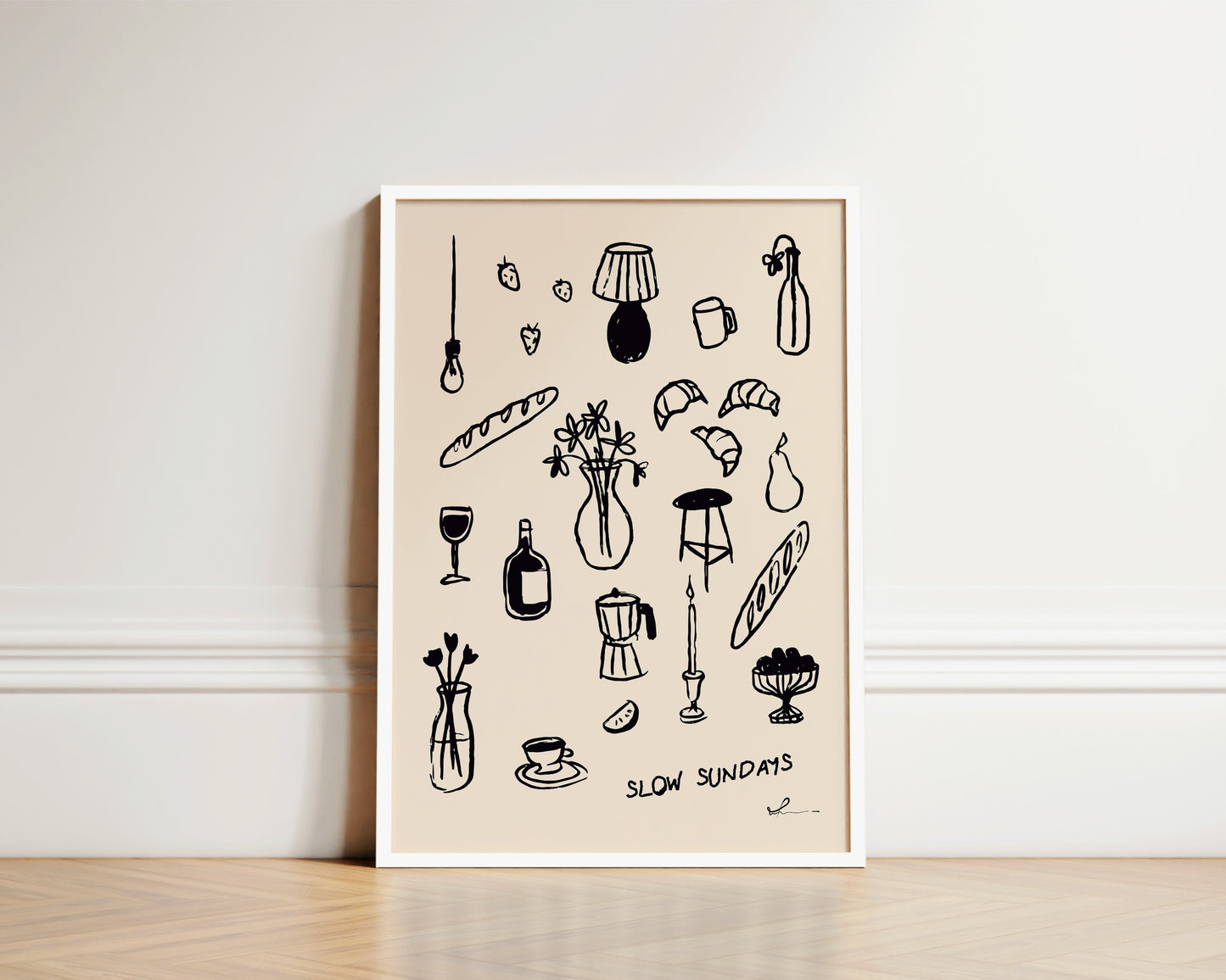 Slow Sundays In Black Wall Art Print