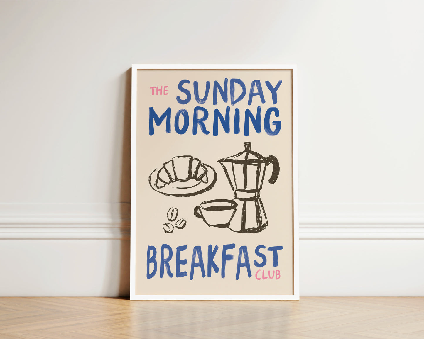 Sunday Morning Breakfast Club In Blue Wall Art Print