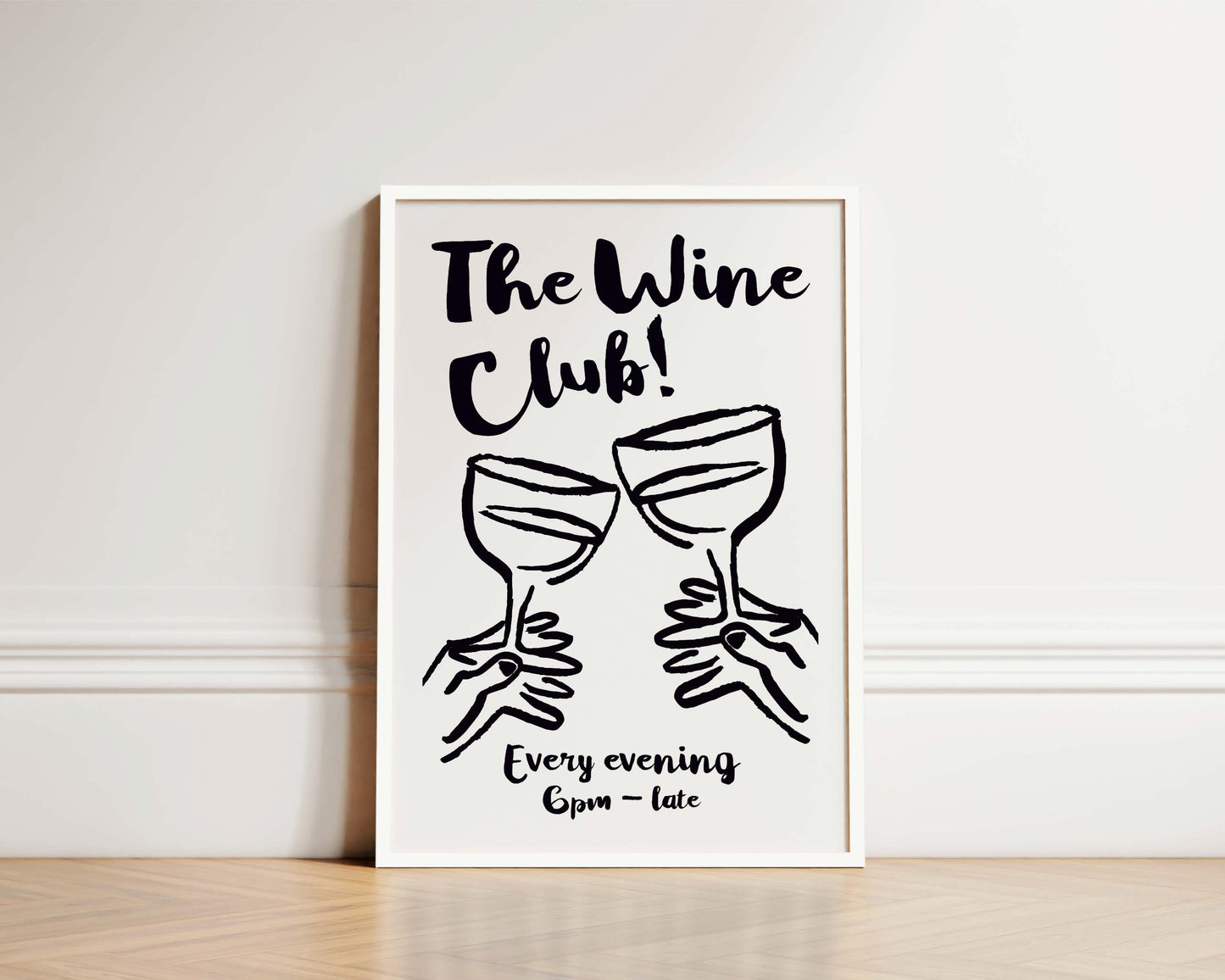The Wine Club In Black Wall Art Print