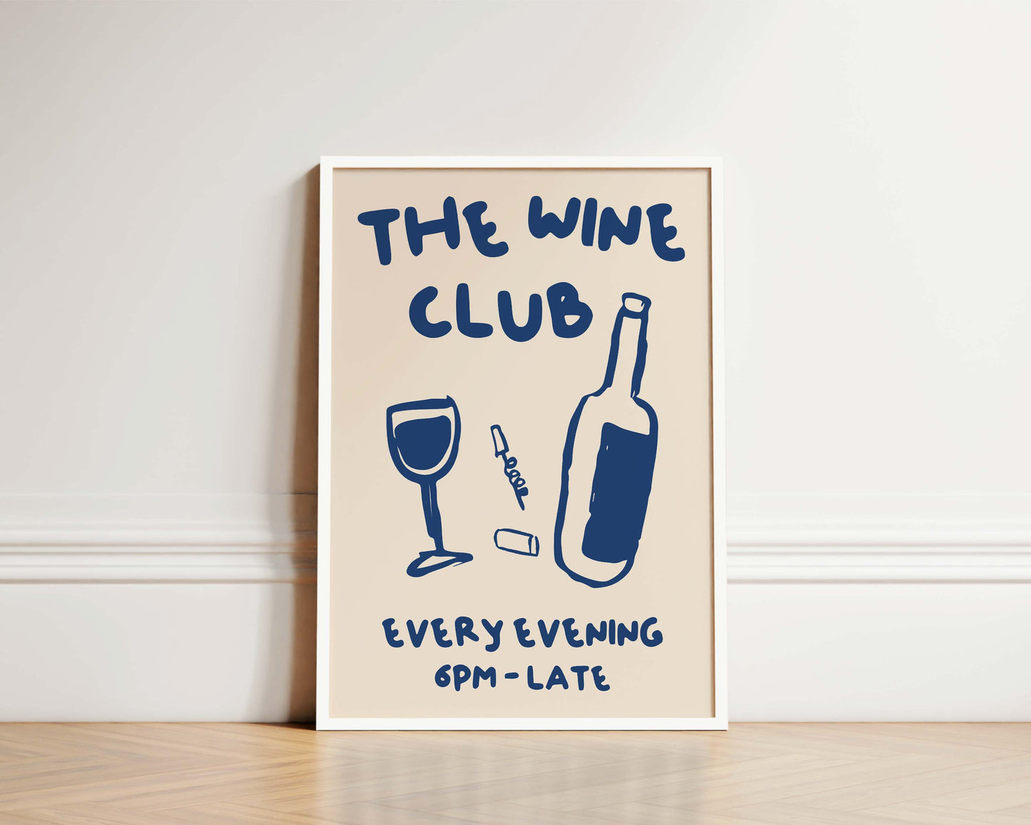 The Wine Club In Blue Wall Art Print