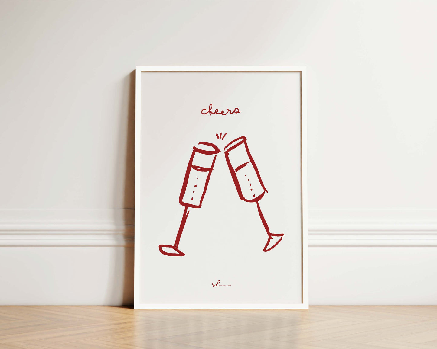 Red Cheers Wine Wall Art Print