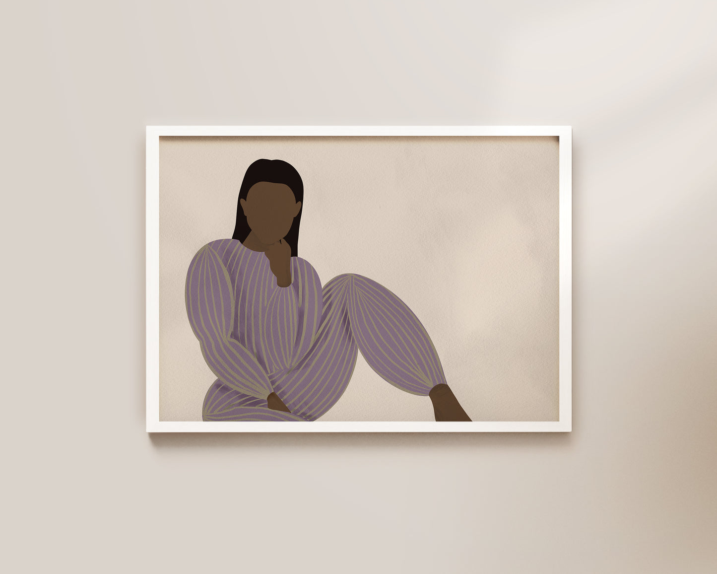 Purple Striped Lady Art Wall Art Print