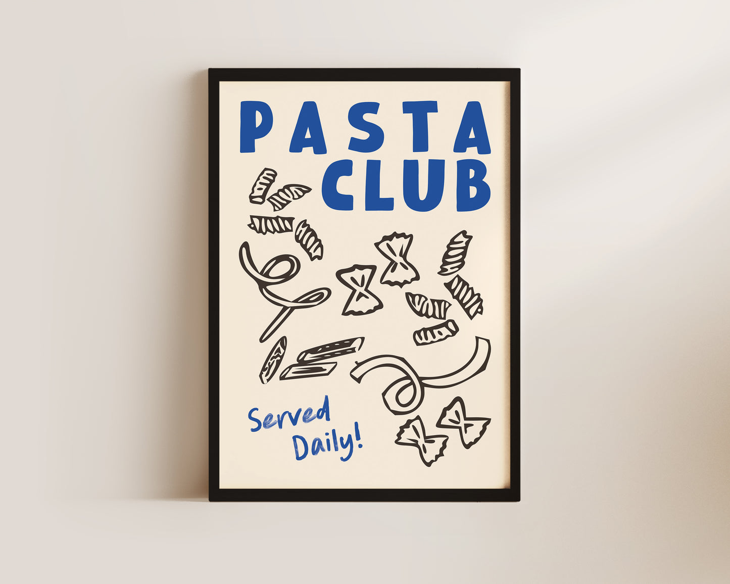 Pasta Club Shapes In Blue Wall Art Print