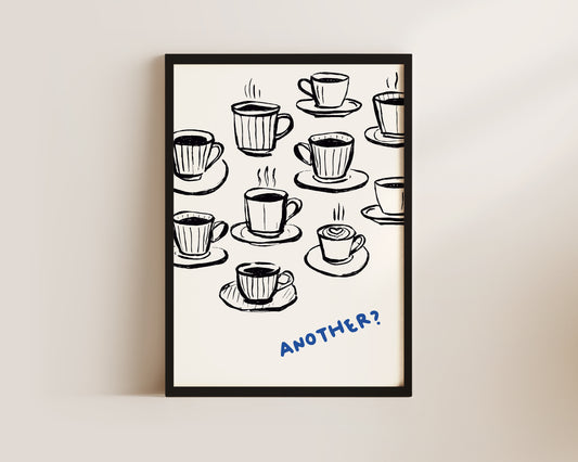 Another Coffee In Blue Wall Art Print