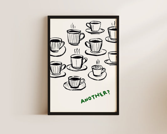 Another Coffee In Green Wall Art Print