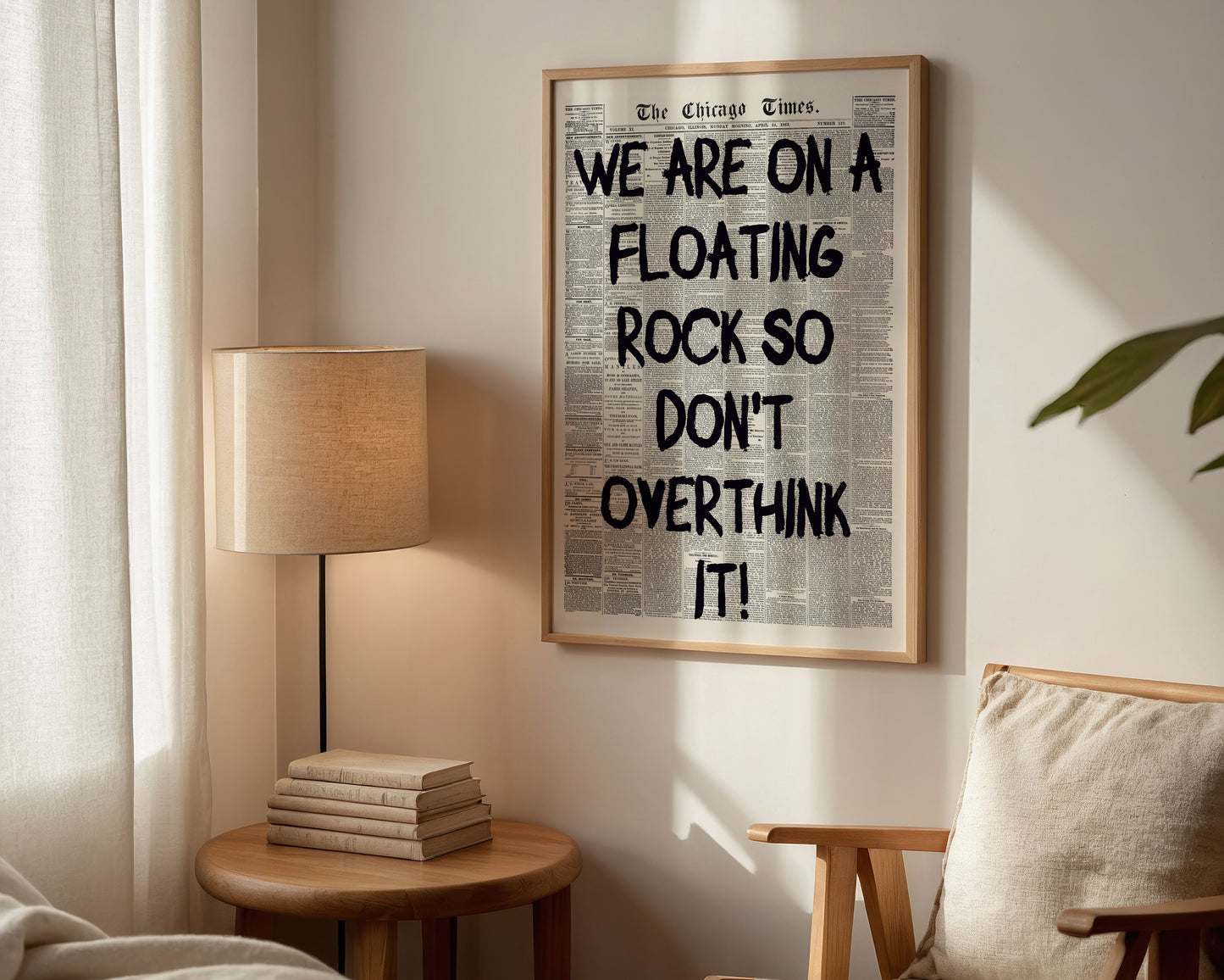 Floating Rock Newspaper Wall Art Print