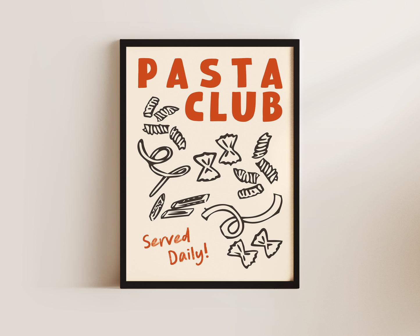 Pasta Club Shapes In Burnt Orange Wall Art Print