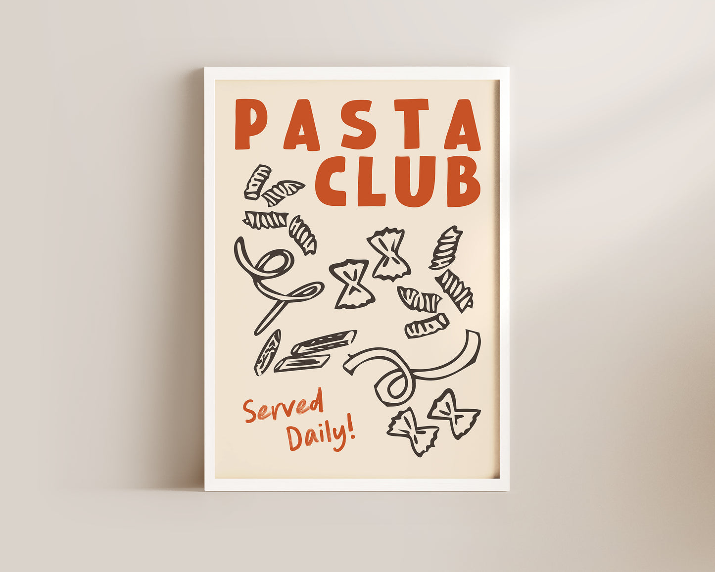 Pasta Club Shapes In Burnt Orange Wall Art Print