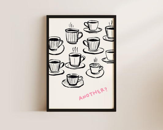 Another Coffee In Pink Wall Art Print