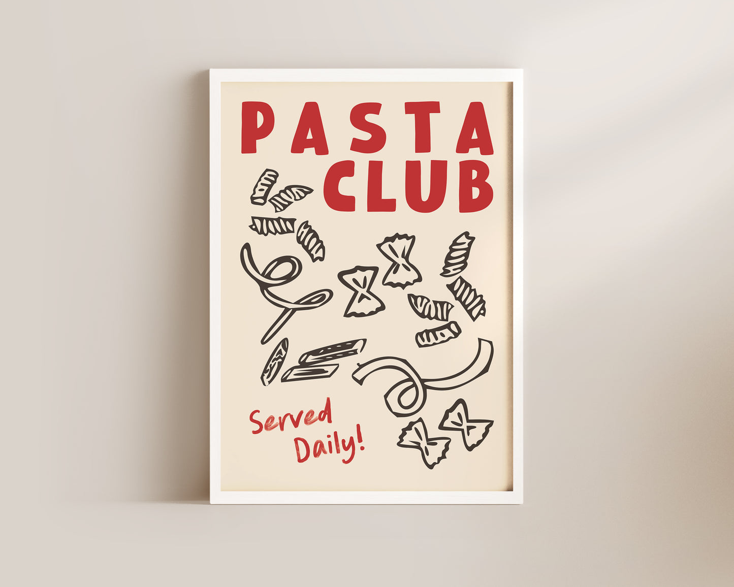 Pasta Club Shapes In Red Wall Art Print