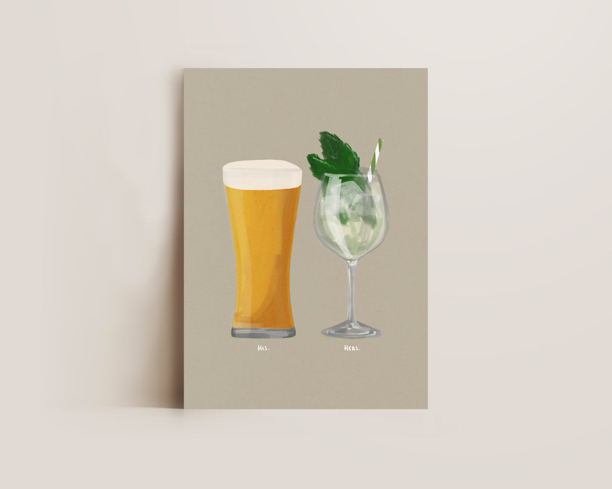 Beer No. 2 & Hugo Spritz Couples Drink Print
