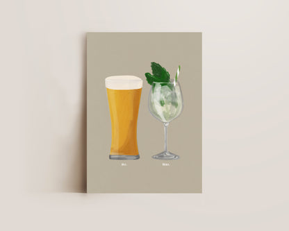 Beer No. 2 & Hugo Spritz Couples Drink Print