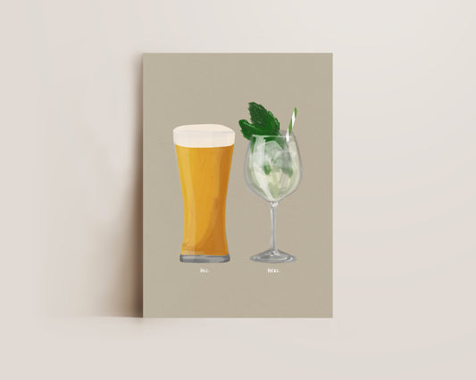 Beer No. 2 & Hugo Spritz Couples Drink Print