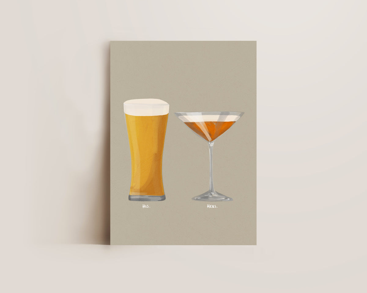Beer No. 2 & Pornstar Martini Couples Drink Print