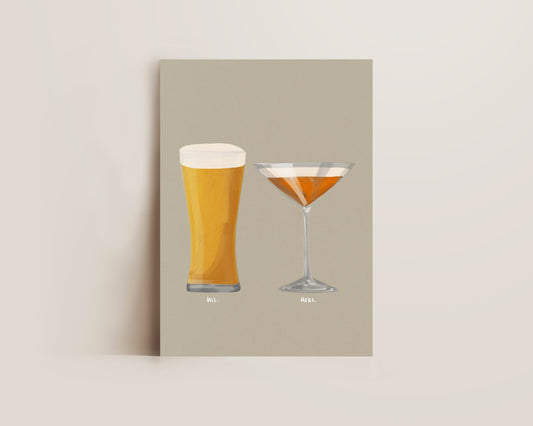 Beer No. 2 & Pornstar Martini Couples Drink Print