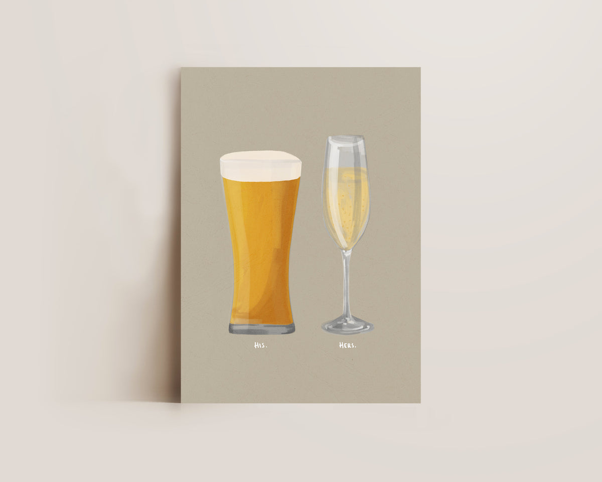 Beer No. 2 & Prosecco Couples Drink Print