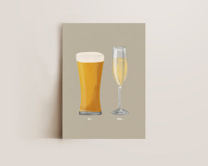 Beer No. 2 & Prosecco Couples Drink Print