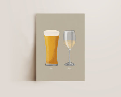 Beer No. 2 & White Wine Couples Drink Print