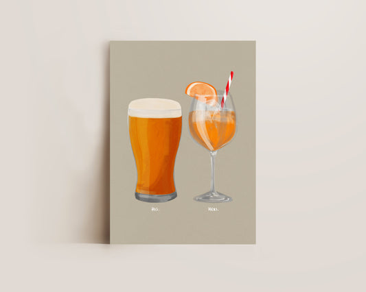 Beer & Aperol Spritz Couples Drink Print