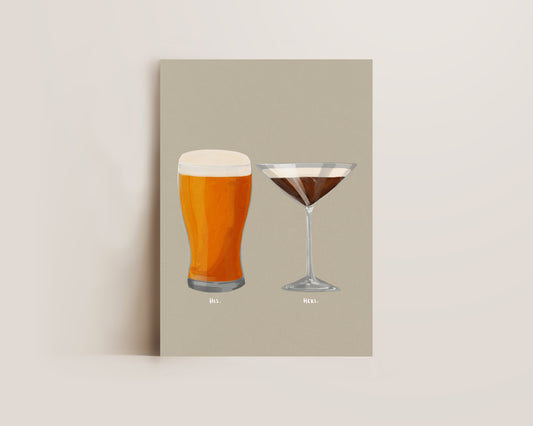 Beer & Espresso Martini Couples Drink Print