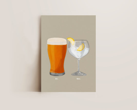 Beer & G&T Couples Drink Print